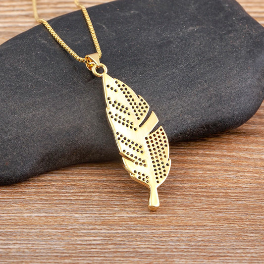 AIBEF Vintage Plume Shape collana donna multicolore strass Choker catena rame CZ ciondolo anniversario gioielli regalo Unisex