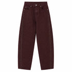 Banana Women's Jeans High Waist Denim Bordeaux Washed Rhinestones Side pants Wide Curves Shine Streetwear For Party Out Citizens Look Fashion Glam FX5429-2