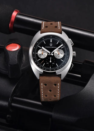 PAGANI DESIGN Nuovo Orologio da Uomo Turtle Back Cronografo al Quarzo con Vetro Zaffiro e Bracciale, Movimento Giapponese VK63, Spedizione Locale