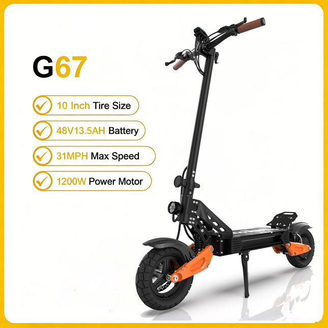 Monopattino elettrico JUICEASE 1200W, velocità massima 31MPH, monopattino elettrico fuoristrada, capacità di carico massima 250 libbre, monopattino elettrico pieghevole, adatto per adulti