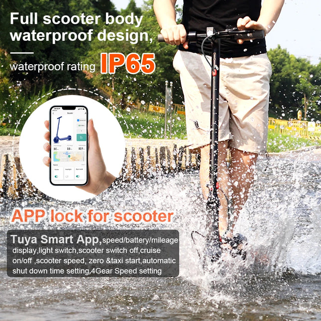 EU Stock 350W Electric Scooter 19 MPH 36V 10.5Ah App Controlled Dual-Brake System Aluminum Alloy Frame Maximum Load Capacity Of 120 Kg IP65 Waterproof Rating 8.5-Inch Solid Anti Slip Tires