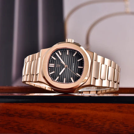 Nuovo Orologio Meccanico Automatico di Lusso Pugani da Uomo con Vetro Zaffiro Antiriflesso e Lancette Luminose, Orologio Sportivo da Uomo, Consegna Locale