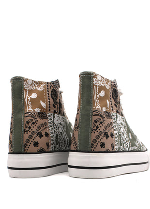 Soraia Shoes Women's sneakers, Classic Canvas Sneakers, Original soraia style, Canvas Tennis with pasley Print, Canvas Tennis, Conventional Sole, Canvas sneakers with Ankle and Cordon PlatiNum