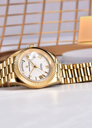 Orologi da uomo PAGANI DESIGN DD36 Gold, orologio automatico di lusso da uomo, vetro zaffiro AR, orologio da polso meccanico, consegna dal magazzino UE.