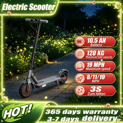 EU Stock 350W Electric Scooter 19 MPH 3 Speed Settings Equipped With 8.5 Inch Solid Non Slip Tires Dual-Brake System App Control Support Aluminum Alloy Frame Maximum Load Capacity 120 Kg