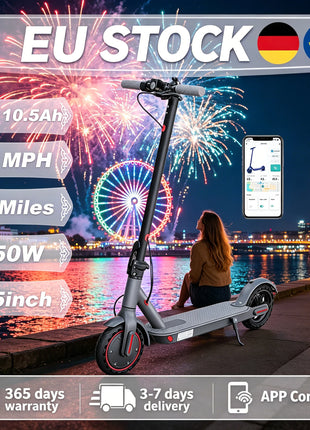 Monopattino Elettrico 350W con App, Doppio Sistema Frenante, Autonomia Fino a 30 km, Velocità Massima 30 km/h, Batteria 36V 10.5Ah - Ideale per il Pendolarismo (Disponibile in Magazzino UE)
