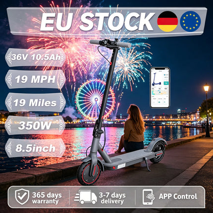 Monopattino Elettrico 350W con App, Doppio Sistema Frenante, Autonomia Fino a 30 km, Velocità Massima 30 km/h, Batteria 36V 10.5Ah - Ideale per il Pendolarismo (Disponibile in Magazzino UE)