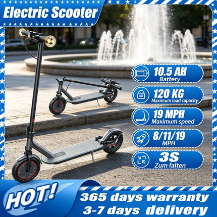 Monopattino elettrico da 350W con spedizione da magazzino UE, 3 velocità, controllo tramite app, autonomia fino a 37 km, telaio in lega di alluminio, capacità di carico massima di 120 kg, dotato di pneumatici solidi antisci