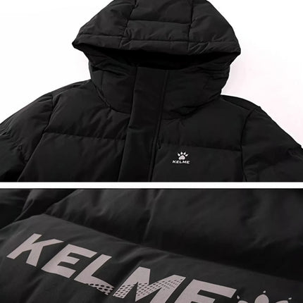 Kelme Long Down Men Winter Jacket Hooded Warm Windproof Couple Camping Equipment Paragraph Down Coat Jacket Women Утепленный