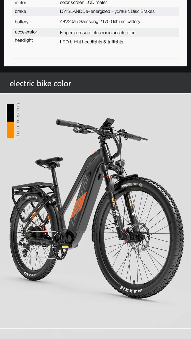 Bicicletta Elettrica LANKELEISI MX600 Pro, Motore 500W, Batteria 48V 20Ah, Autonomia 150KM, Pneumatici 27.5x2.4 Pollici, E-bike per Adulti