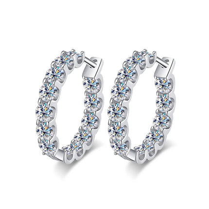 KNOBSPIN 2.6ct D Color Moissanite Earring 925 Sterling Sliver Plated White Gold Hoop Earring for Women Wedding Party Jewelry PlatiNum