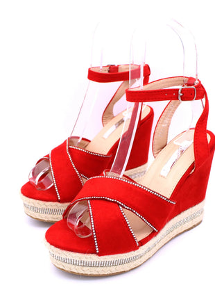 Soraia shoes Women's Glitter Stone Wedge Platform Sandal Wedge Sandal Summer Fashion Sandal PlatiNum
