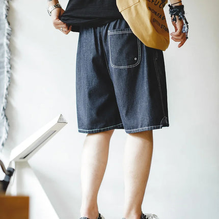 Maden Summer Casual Ice Jeans uomo pantaloncini di Jeans Cool Fit pantaloni larghi a gamba dritta pantaloni corti estivi da uomo