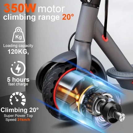 Monopattino Elettrico 350W con Pneumatici Solidi Antiscivolo da 8,5 Pollici, Sistema Frenante Doppio, Controllo Tramite App e Telaio in Lega di Alluminio Robusto e Durevole - Disponibile in Magazzino UE