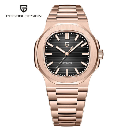 Nuovo Orologio Meccanico Automatico di Lusso Pugani da Uomo con Vetro Zaffiro Antiriflesso e Lancette Luminose, Orologio Sportivo da Uomo, Consegna Locale