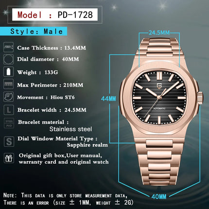 PAGANI DESIGN 2026 Nuovo Orologio Automatico di Lusso da Uomo, Orologio da Polso Meccanico in Acciaio Inossidabile con Vetro Zaffiro, Quadrante a Barile da 40MM