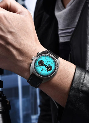 PAGANI DESIGN Nuovo Orologio da Uomo Turtle Back Cronografo al Quarzo con Vetro Zaffiro e Bracciale, Movimento Giapponese VK63, Spedizione Locale