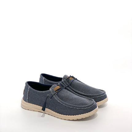 Scarpe casual da uomo in tela con punta a mocassino, leggere e comode, per tutti i giorni