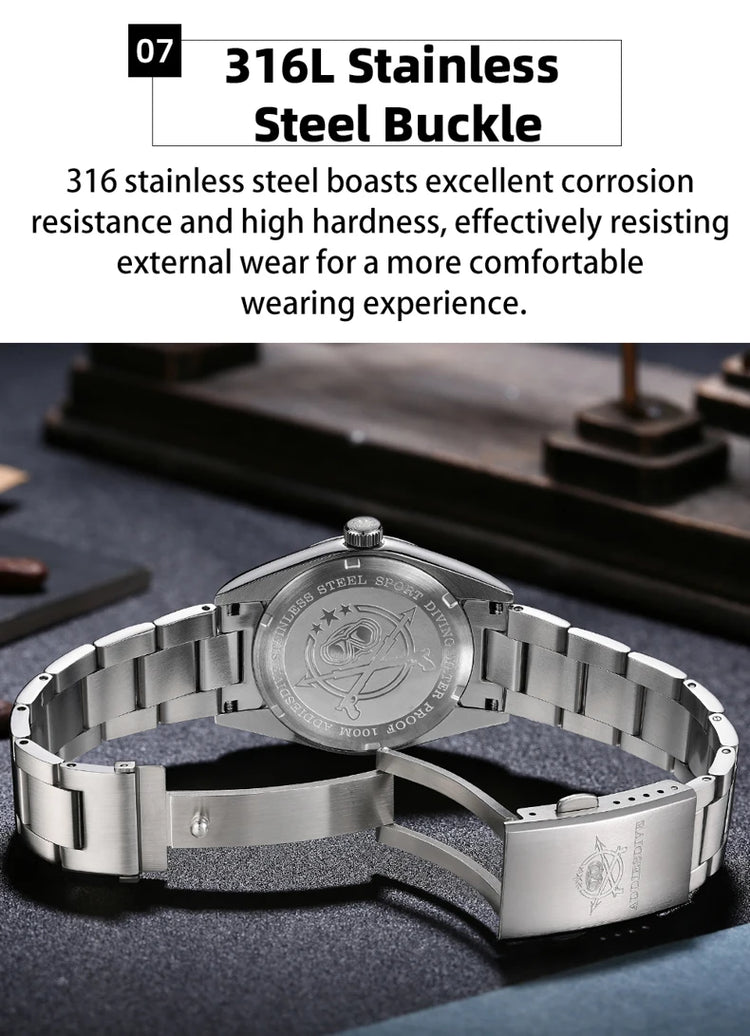 ADDIESDIVE AD2544 Women's Quartz Watch Japan 2035 Movement 100m Waterproof Sapphire Glass 316L Stainless Steel Ladies Watch 36mm