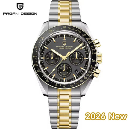 Nuovo Orologio da Uomo PAGANI DESIGN V6 Moon 2026, Orologio al Quarzo di Lusso, Cronografo Sportivo con Vetro Zaffiro Protettivo AR Luminoso
