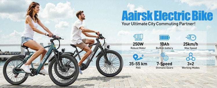 Bicicletta Elettrica Aairsk GT300 per Adulti, Batteria 36V10AH, 7 Velocità, con NFC, Pneumatici da 26 Pollici