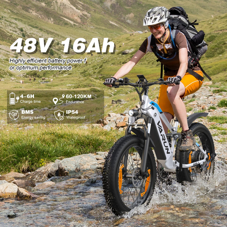 Bicicletta Elettrica per Adulti Varun S26-1, E-bike da Montagna, Batteria 48V 16Ah, Fatbike 26'', Bicicletta Elettrica da Strada