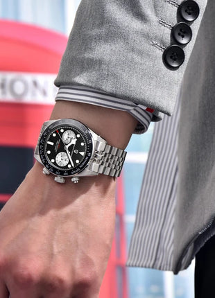 Nuovi orologi da uomo Panda DESIGN, orologio al quarzo di lusso Panda, cronografo sportivo da uomo, cronografo con vetro zaffiro, lenti AR, ceramica, leggero, impermeabile, in acciaio inossidabile, orologio da uomo, idea rega