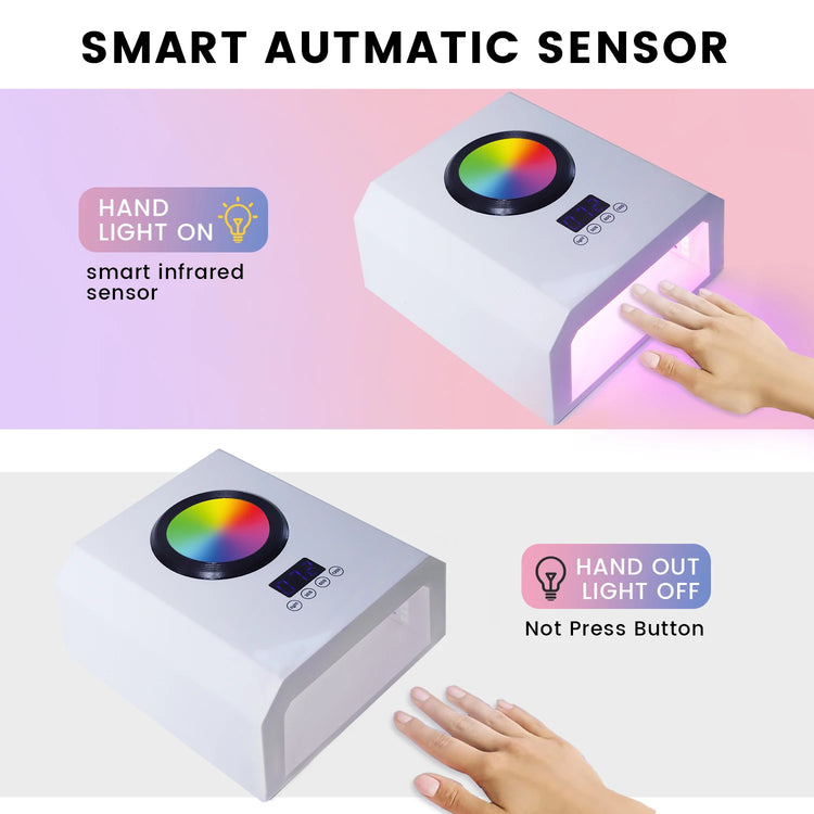 368W Plug-In UV LED Nail Lamp, 87 Beads High Power Gel Nail Dryer, Fast Curing Nail Light, White/Pink/Black