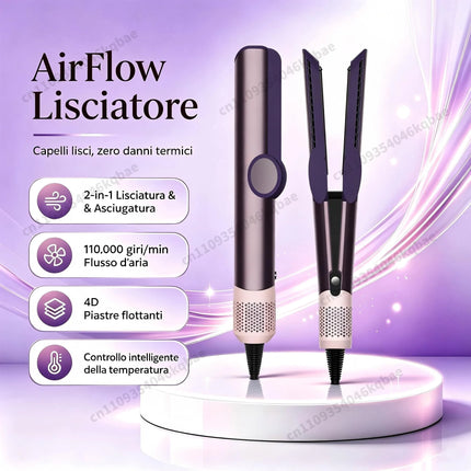 SenCiciMen 2 in 1 Air Straightener & Hair Dryer Negative Ion Flat Iron For Less Frizz Shiny & Smooth Hot Styling Tools Salon-Quality Results For Women Gift
