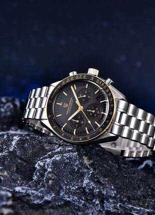 PAGANI DESIGN 2026 Nuova Serie Planetaria Saturno Orologio al Quarzo di Lusso Color Sabbia Chiaro da Uomo, Cronografo Sportivo Veloce con Vetro Zaffiro AR, Spedizione Locale nell'UE