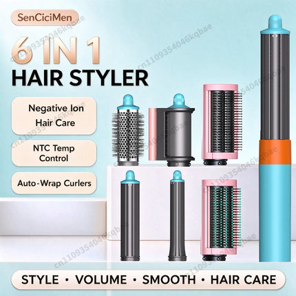 SenCiciMen 6 in 1 Air Styler Negative Ion Hair Dryer For Auto CurlingHair Styling Tools For Fast Drying,Curling,Volumizing & Smooth Best Gift for Women