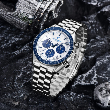 PAGANI DESIGN 2026 Nuovo Orologio al Quarzo da Uomo con Fasi Lunari, Orologi di Lusso con Vetro Zaffiro AR, Cronografo Impermeabile PD1701, Spedizione Locale