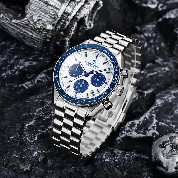 PAGANI DESIGN New Moon Watch Fashion ice blue Orologi al quarzo di lusso per uomo Cronografo da polso in acciaio inossidabile Regali per le vacanze Spedizione locale UE
