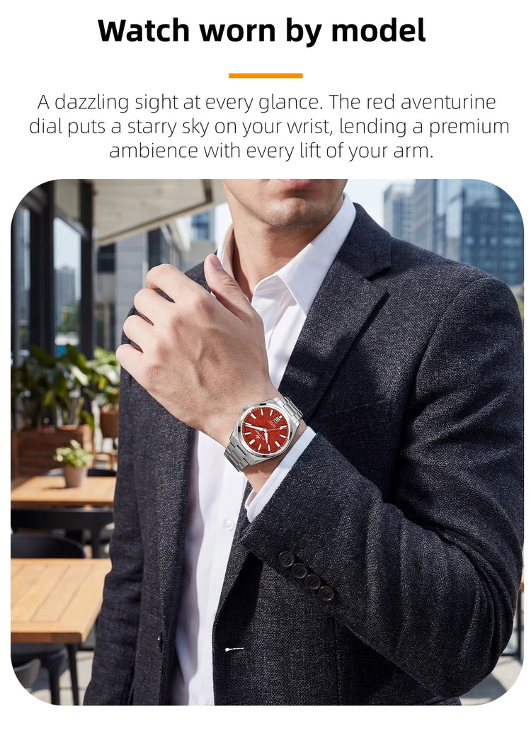 ADDIESKIN K010 Men's Automatic Watch Natural Stone Dial Tiger Eye Turquoise Goldstone Sapphire Crystal Miyota 9015 BGW9 Luminous