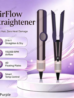 SenCiciMen 2 in 1 Air Straightener & Hair Dryer Negative Ion Flat Iron For Less Frizz Shiny & Smooth Hot Styling Tools Salon-Quality Results For Women Gift