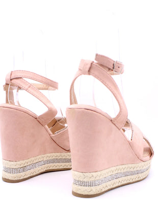 Soraia shoes Women's Glitter Stone Wedge Platform Sandal Wedge Sandal Summer Fashion Sandal PlatiNum