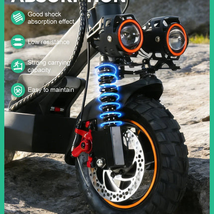 Monopattino Elettrico per Adulti, Motore 800W, Batteria 48V 15AH, Velocità Massima 45KM/H, Pneumatici Fuoristrada da 10 Pollici, Doppio Freno