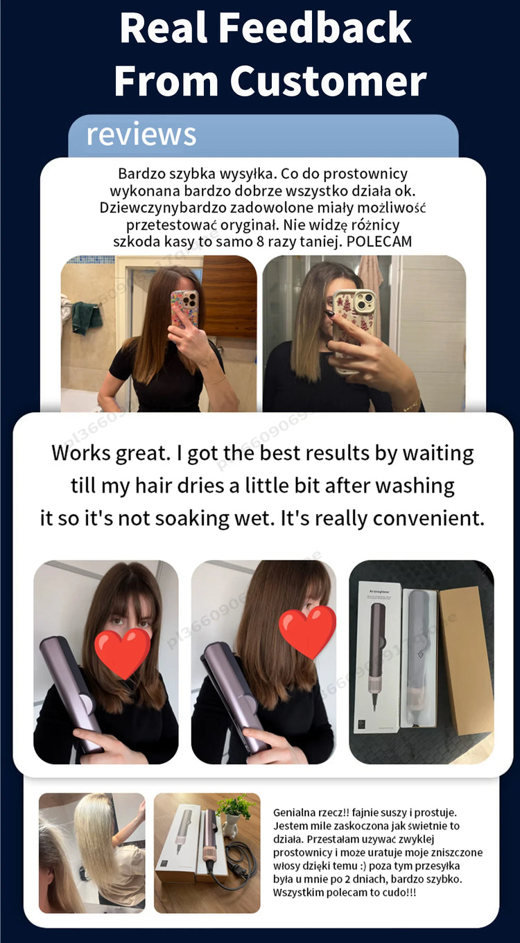 SenCiciMen 2 in 1 Air Straightener & Hair Dryer Negative Ion Flat Iron For Lock in Moisture & Shine Hot Styling Tools Salon-Quality Results For Women Gift