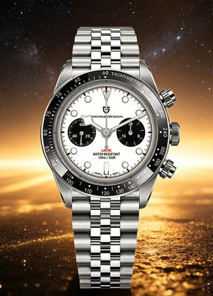 Nuovi orologi da uomo Panda DESIGN, orologio al quarzo di lusso Panda, cronografo sportivo da uomo, cronografo con vetro zaffiro, lenti AR, ceramica, leggero, impermeabile, in acciaio inossidabile, orologio da uomo, idea rega