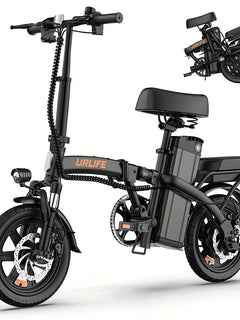Bicicletta Elettrica Pieghevole per Adulti 14 Pollici, Motore da 500W, Batteria Rimovibile 48V 7.5Ah, Autonomia 65 km, Ricarica Rapida in 3 Ore, Bici Leggera