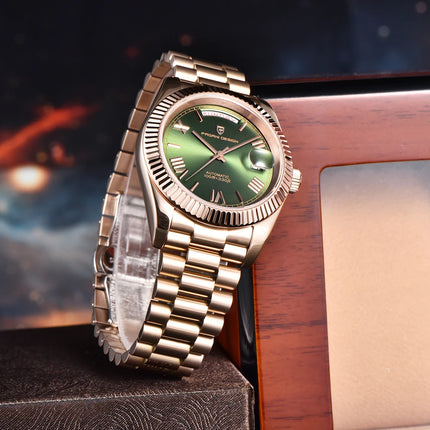 Nuovo orologio da uomo DESIGN PAGANI, orologio automatico di lusso in oro rosa per uomo, orologi meccanici con bracciale, specchio in zaffiro AR, impermeabile, con data, regalo per uomo d'affari