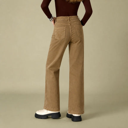 Women's Jeans Wide Waist High Leg Denim Khaki Washed Elastic Straight pants Wide Slimming Effect Hides Casual City Work & Leisure Hides YW‑1643