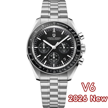 2026 Nuovi PAGANI DESIGN Uomo Luna orologi di lusso orologio al quarzo Uomo nero Automatico Data Velocità Cronografo impermeabile in acciaio inox Wristwathch Spedito localmente in Europa