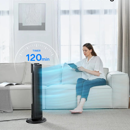 PELONIS Ventilatore a torre da pavimento con 3 velocità, timer da 120 minuti, 60 °   Oscillazione, silenzioso, a risparmio energetico