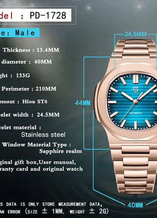 Nuovo Orologio da Uomo di Lusso PAGANI DESIGN 2026 Rosa Oro ST6 Automatico Meccanico con Protezione Luminosa e Vetro Zaffiro AR - Regalo Perfetto
