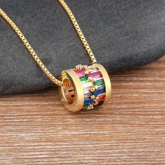 AIBEF Daily Wear collana con ciondolo rotondo con cerchio di strass temperamento alla moda gioielli semplici e versatili regalo di accessori di lusso