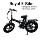 ROYAL Q&C E-Bike 48v 20AH Velocità Massima 24,99km/h Autonomia Massima 60km