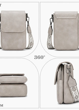 Borsa a tracolla da donna alla moda, design multitasche, tracolla regolabile, mini borsa a spalla