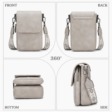 Borsa a tracolla da donna alla moda, design multitasche, tracolla regolabile, mini borsa a spalla