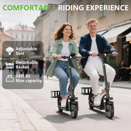 EU Stock 350W Lightweight Electric Scooter Designed For A Comfortable Ride With A Range Of 25 Miles A Top Speed Of 19 MPH Three Speed Settings Smart App Control 8.5-Inch Solid Rubber Tires An Adjustable Seat And A Removable B